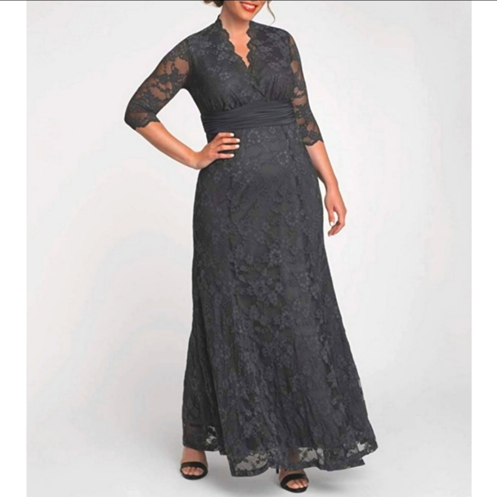 Plus size Kiyonna Gray Lace Dress